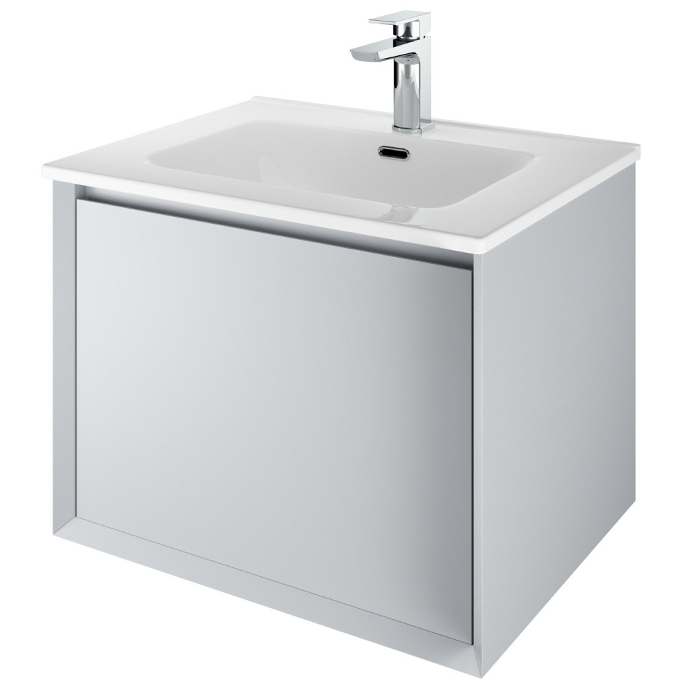 Vantara Leon 610mm Wall Hung Vanity Unit and Basin in Matt Mid Grey