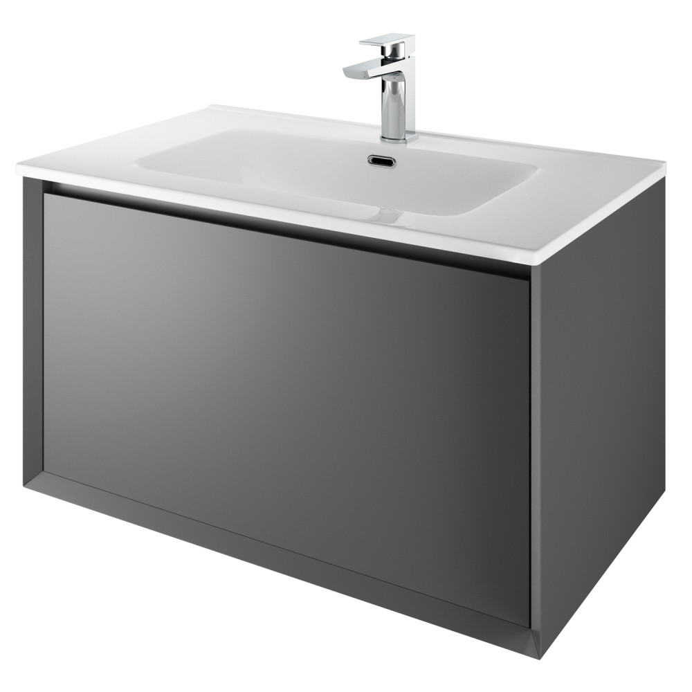 Vantara Leon 810mm Wall Hung Vanity Unit and Basin in Anthracite Grey