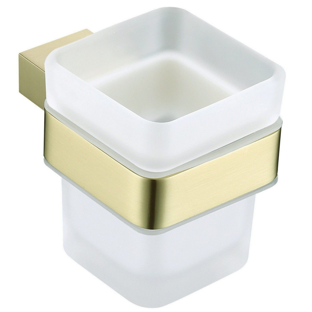 Vantara Zenith Tumbler and Holder in Brushed Brass
