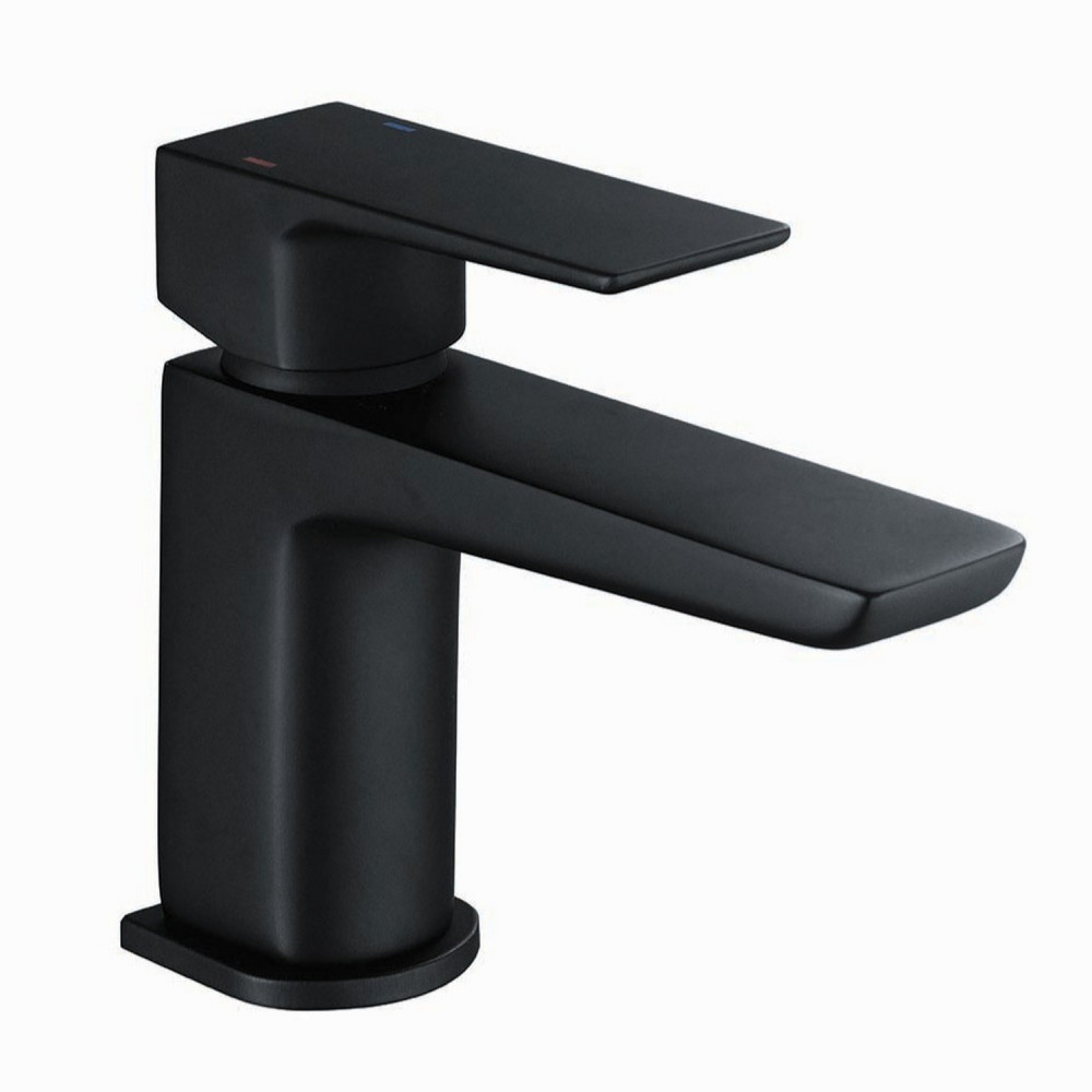 Vantara Warp Mini Mono Basin Mixer with Waste in Black