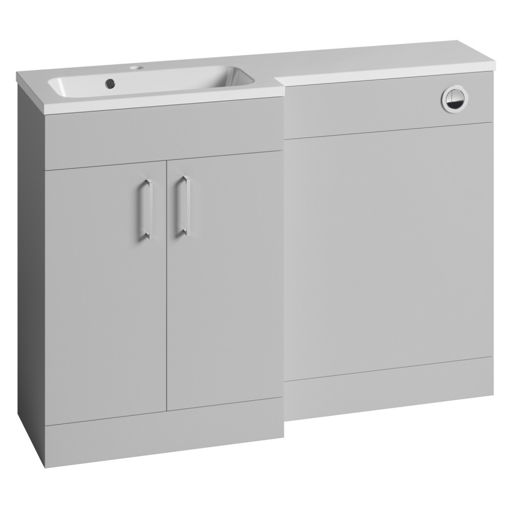 Vantara Order 1200mm Left Hand Combination Unit and Basin in Light Gloss Grey