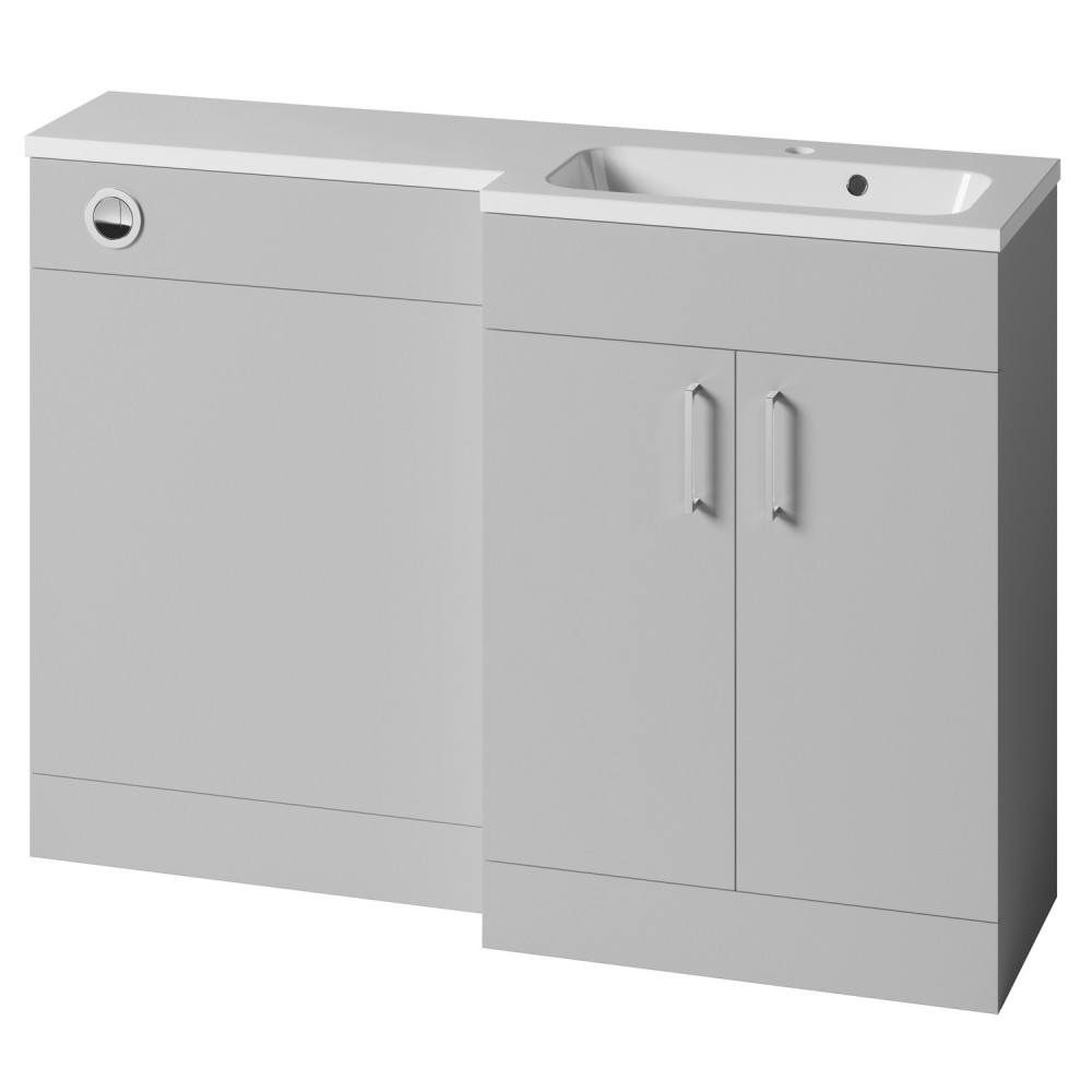 Vantara Order 1200mm Right Hand Combination Unit and Basin in Light Gloss Grey