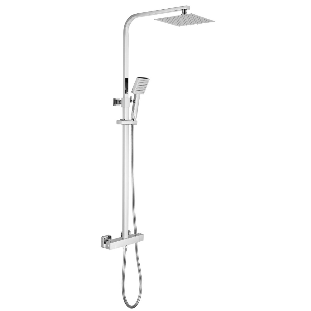 Vantara Easy Bar Shower in Chrome with Square Fixed Head and Slide Rail