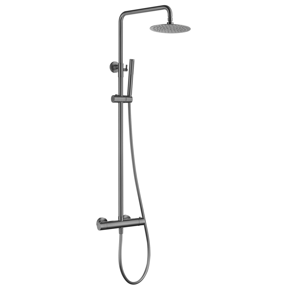 Vantara Easy Bar Shower in Gunmetal Grey with Round Fixed Head and Slide Rail