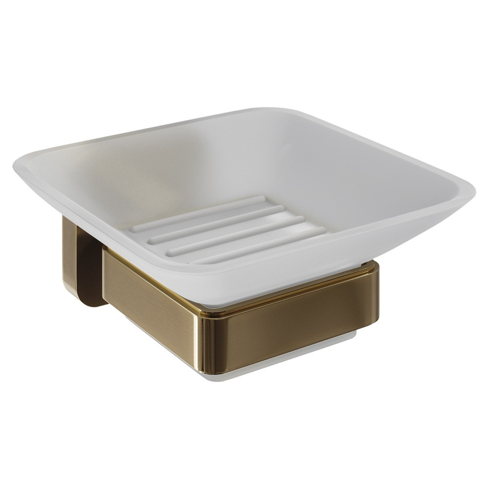 Trisen Brushed Brass Soap Holder with Glass