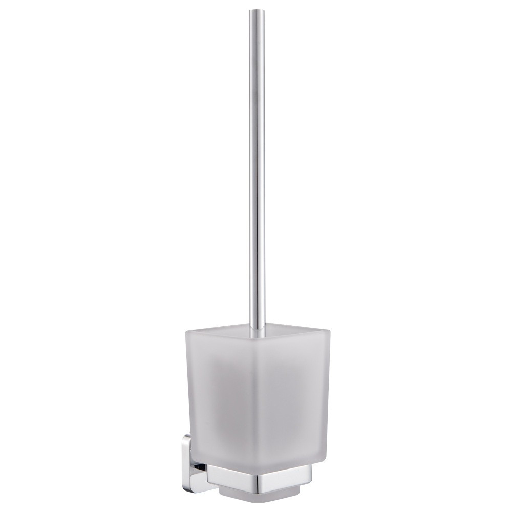 Trisen Chrome Toilet Brush Holder with Glass
