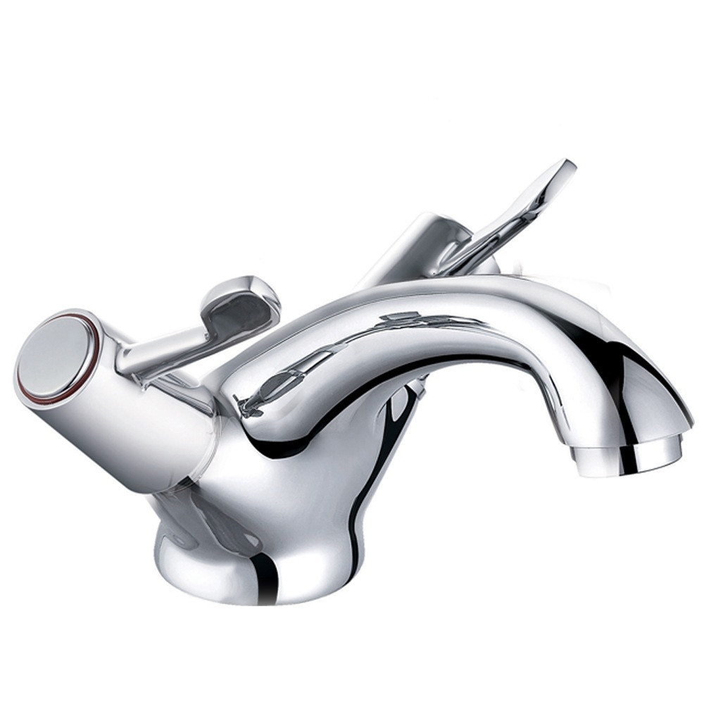 Trisen Chrome Two Lever Basin Mixer with Waste