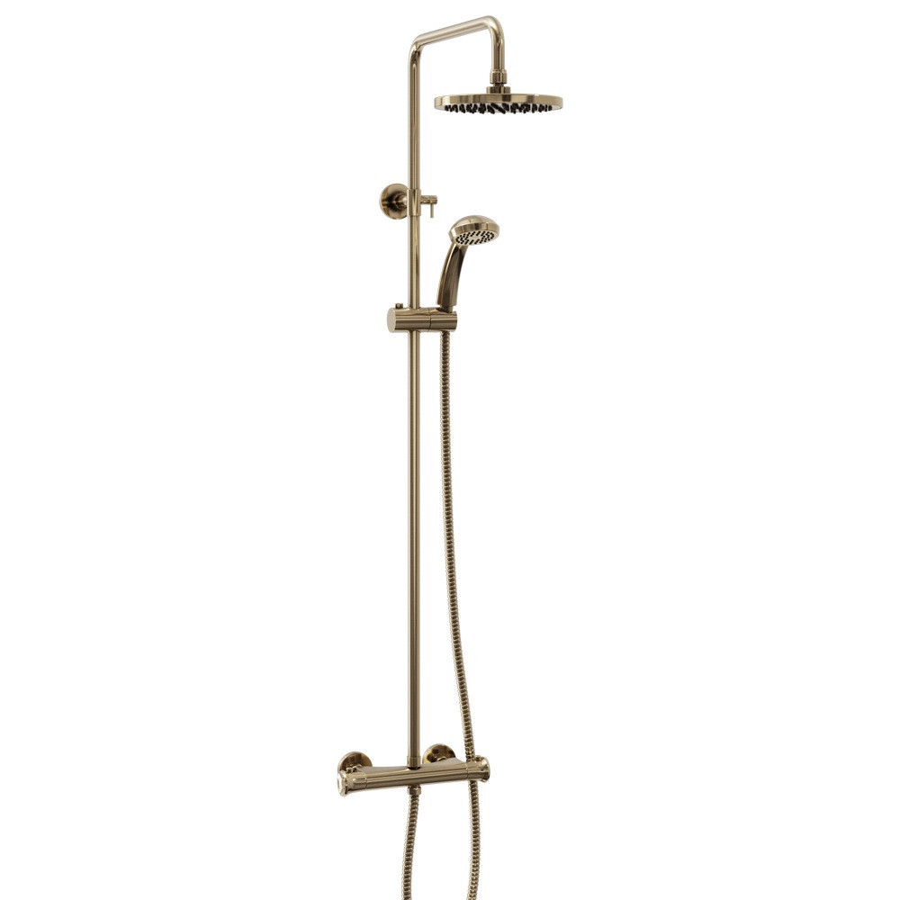 Trisen Harik 2 Brushed Brass Round Exposed Thermostatic Shower Set