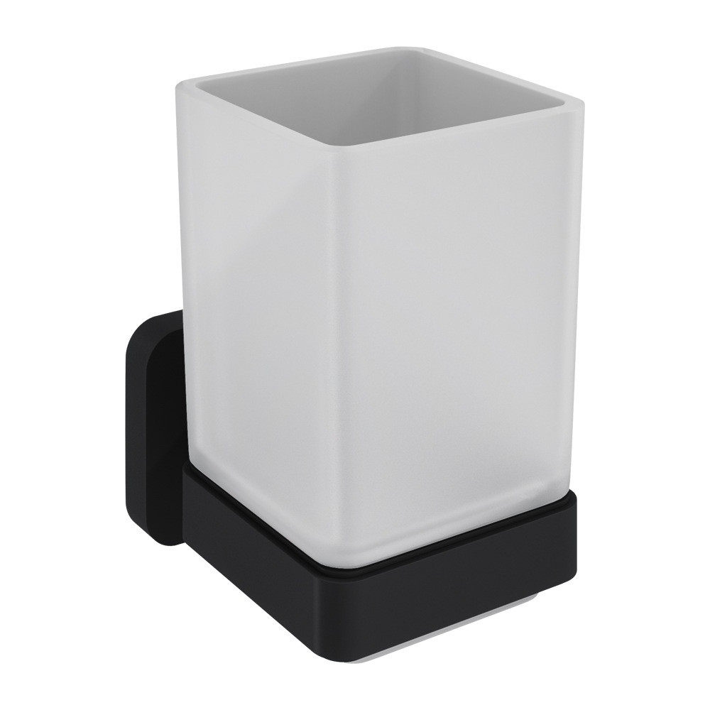 Trisen Matt Black Glass Tumbler Holder