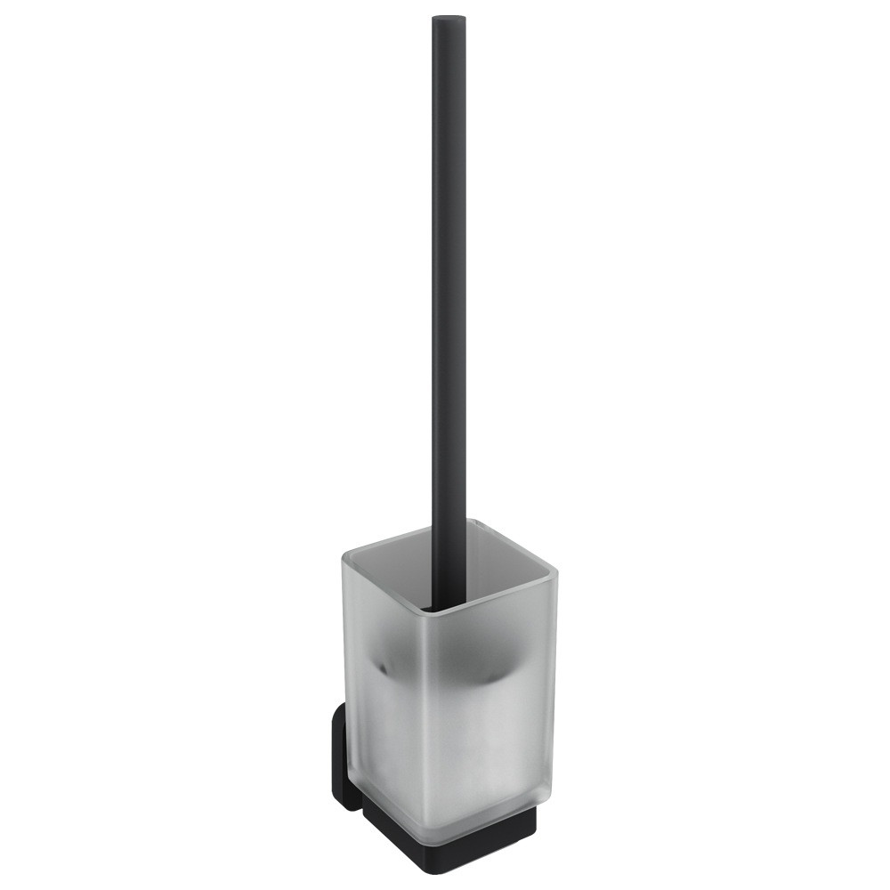 Trisen Matt Black Toilet Brush Holder with Glass