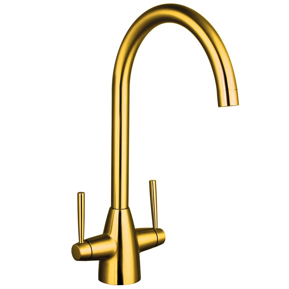 Trisen Roune Brushed Gold Two Handle Kitchen Tap