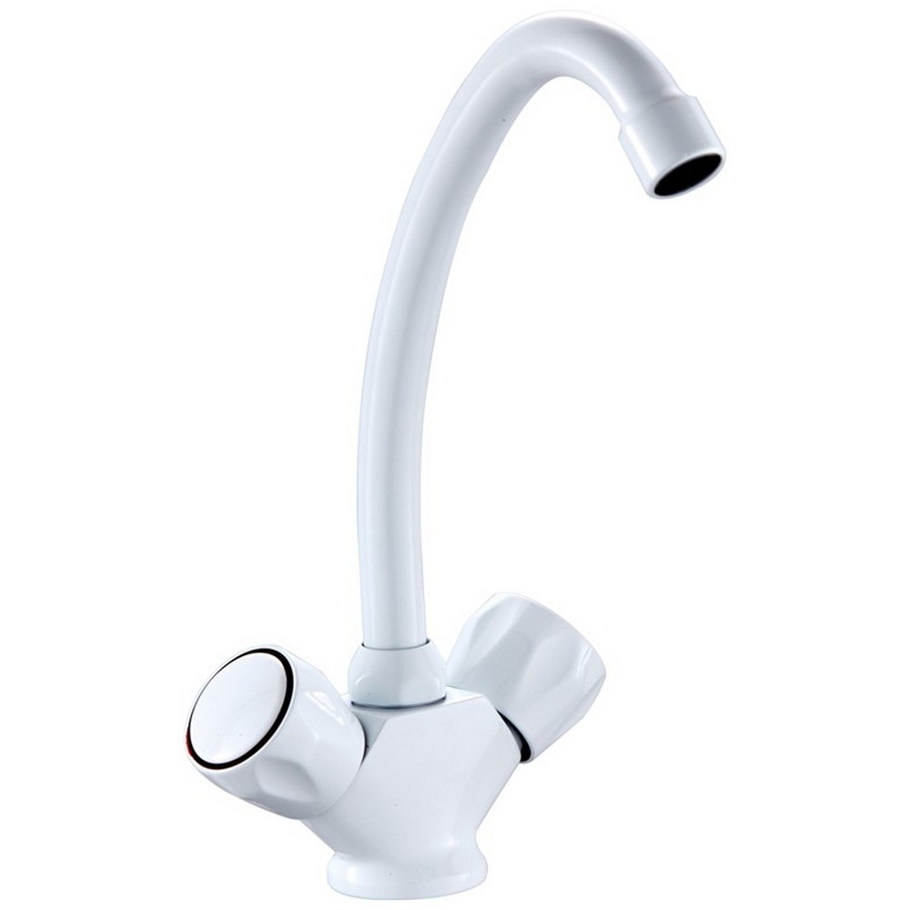 Trisen Two Handle Kitchen Tap in White