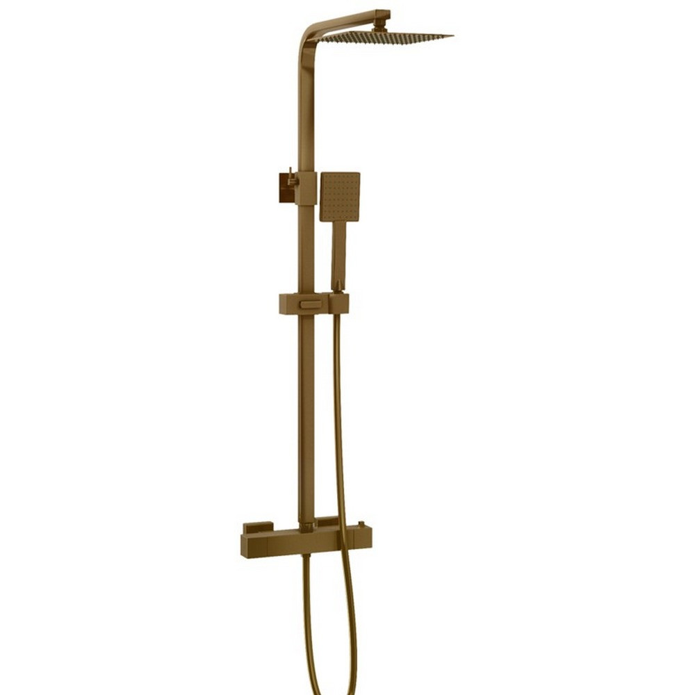 Trisen Zacha Brushed Brass Square Thermostatic Exposed Shower
