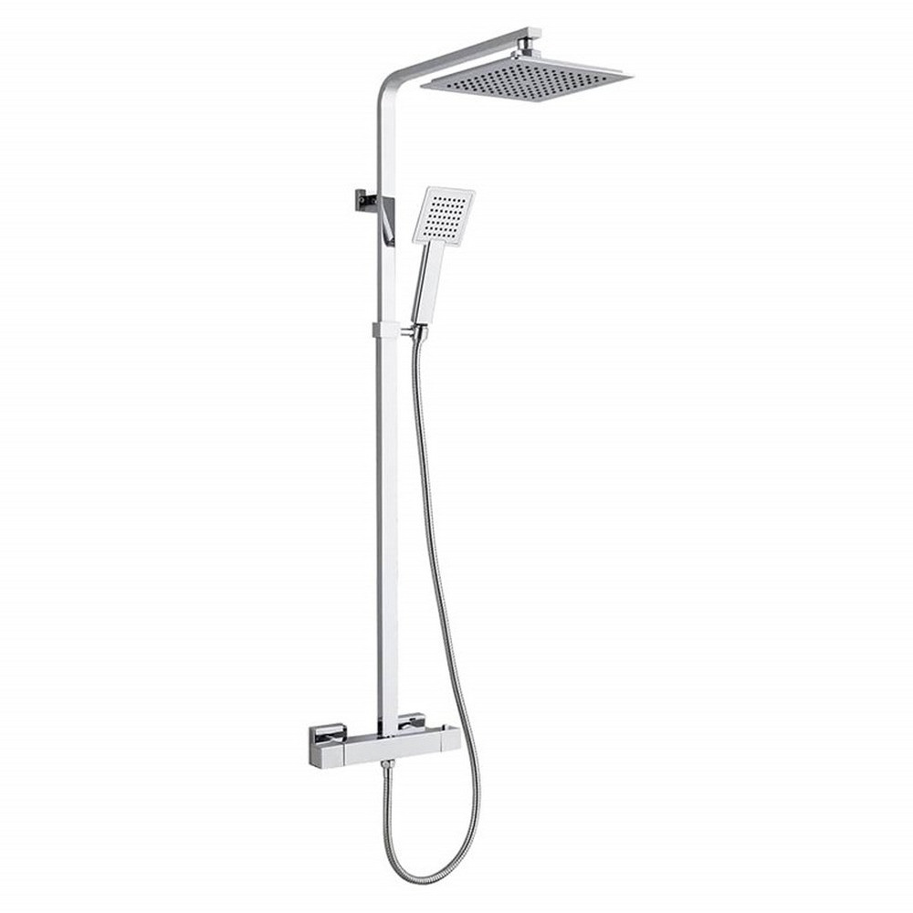 Trisen Zacha Chrome Square Thermostatic Exposed Shower
