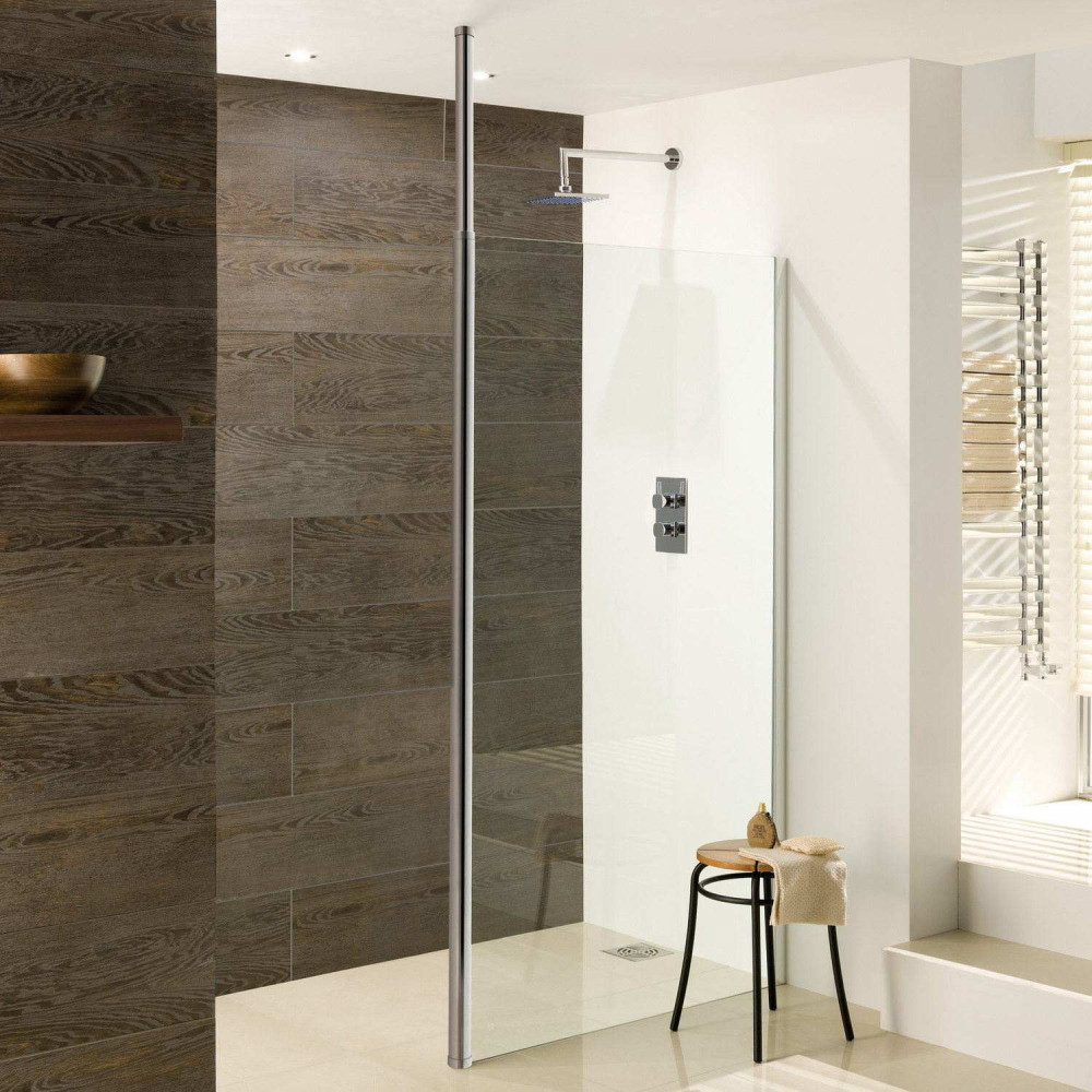 Valliant Chrome 700mm Wetroom Panel with Round Pole