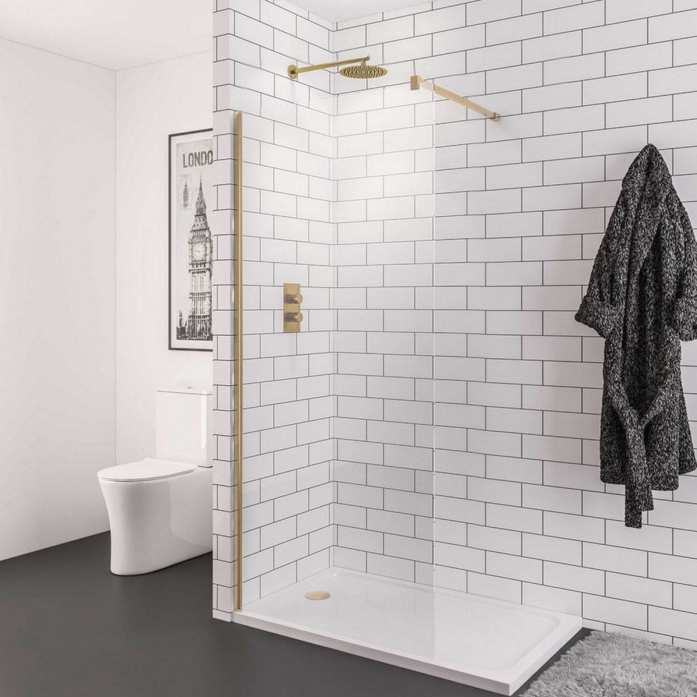Vantage 2000 8mm Brushed Brass 1200mm Wetroom Panel