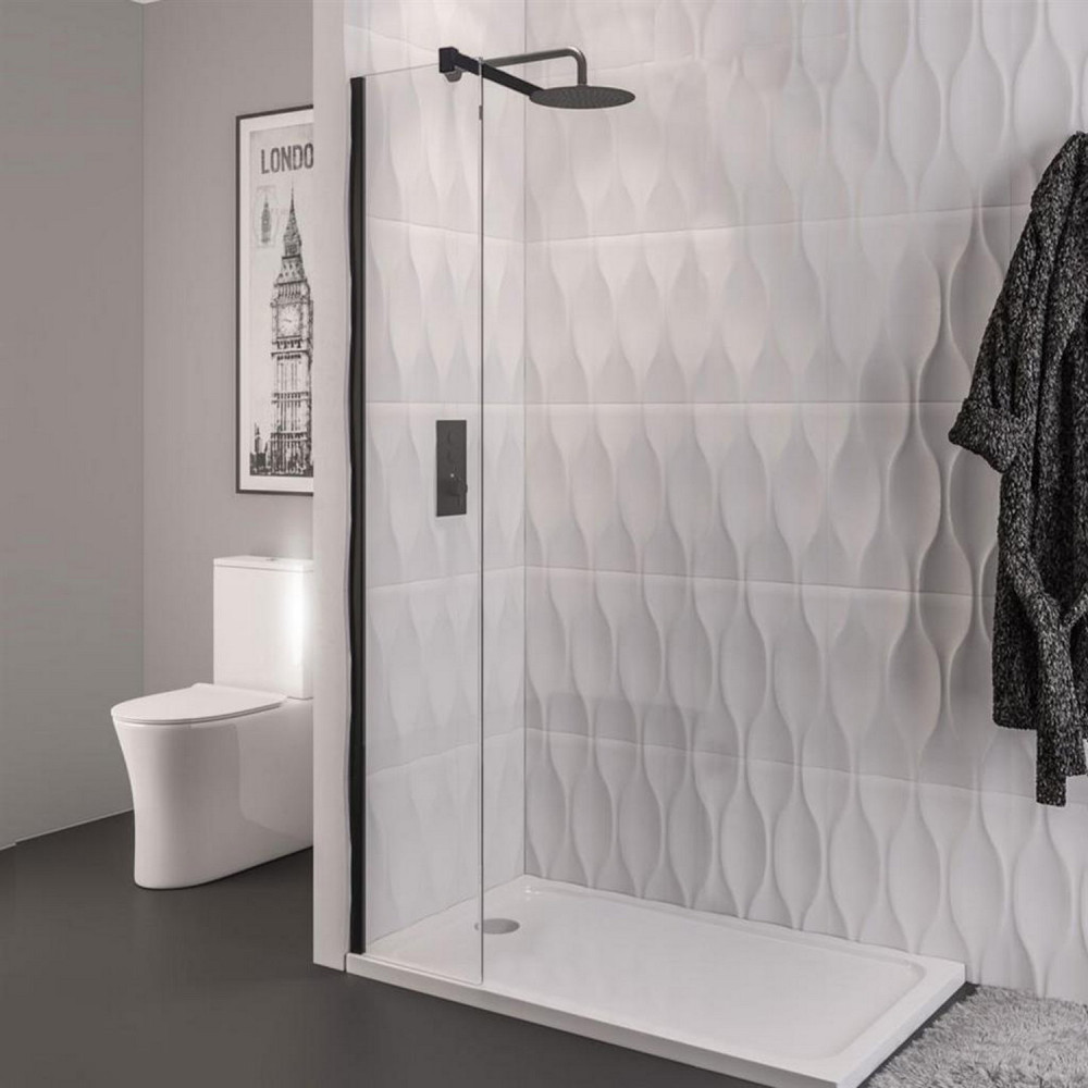 Vantage 2000 8mm Matt Black 300mm Wetroom Panel