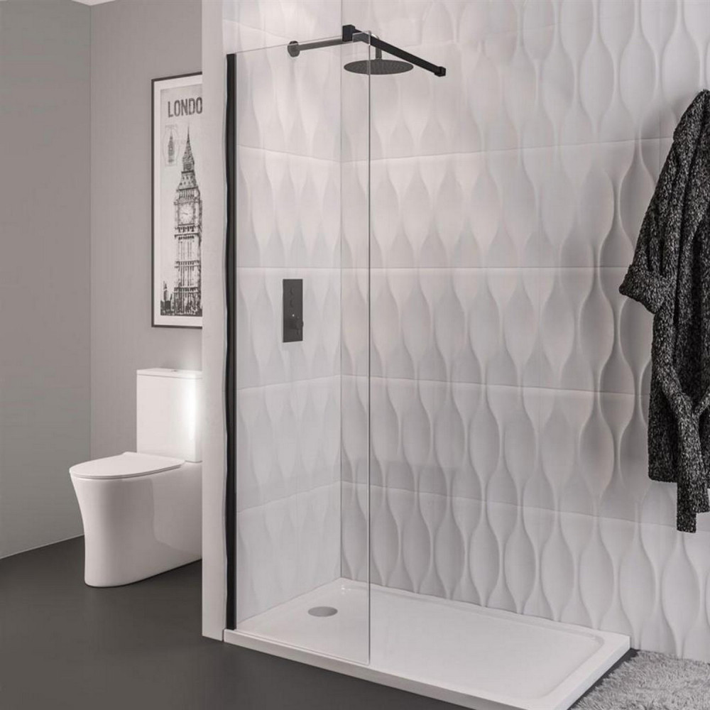 Vantage 2000 8mm Matt Black 500mm Wetroom Panel