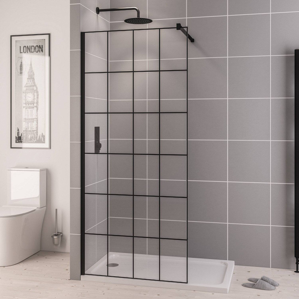 Vantage 2000 8mm Matt Black 1400mm Framed Wetroom Panel