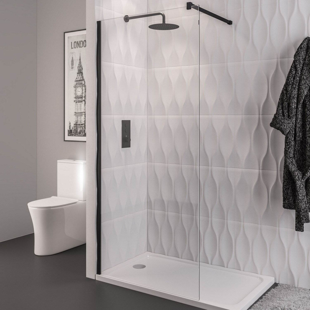 Vantage 2000 8mm Matt Black 1400mm Wetroom Panel