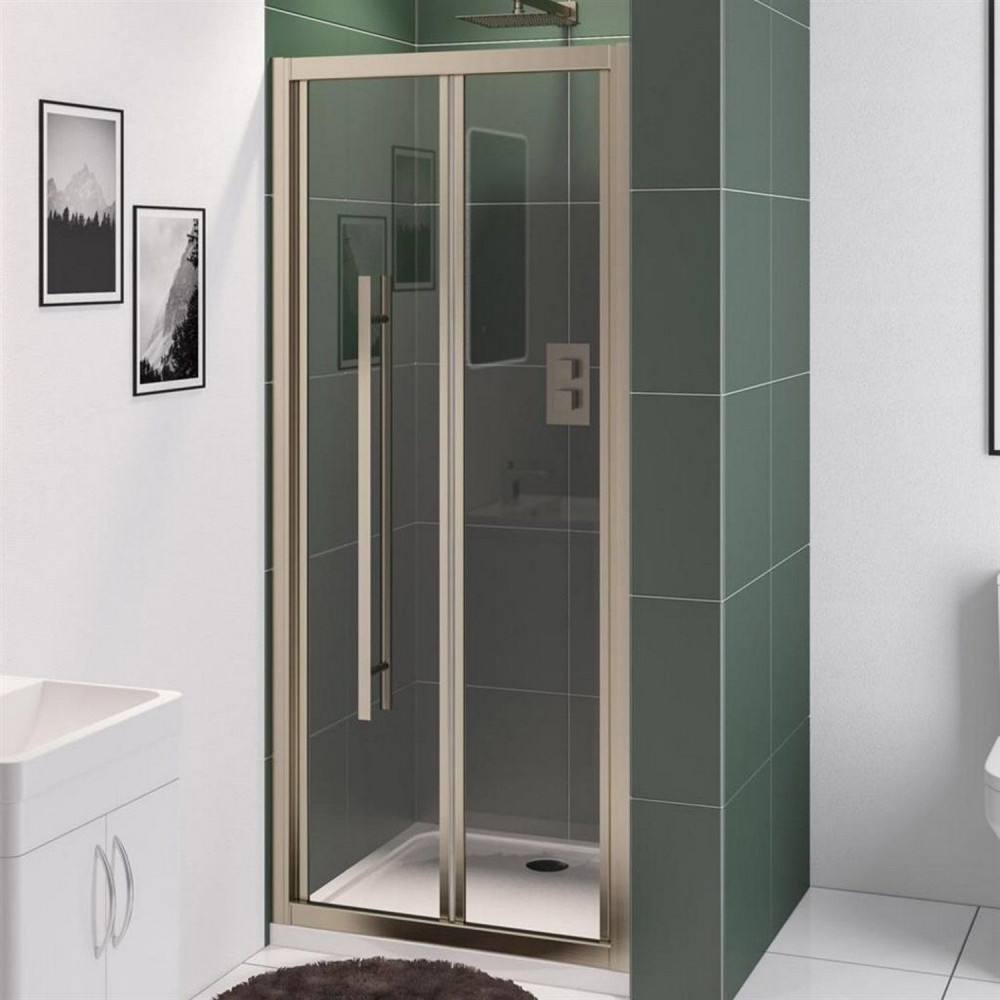 Vantage 2000 Brushed Brass 900mm Bifold Shower Door