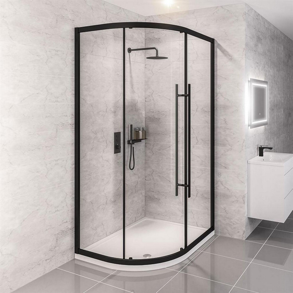 Vantage 2000 Matt Black 1000 x 800mm Offset Quadrant Shower Enclosure