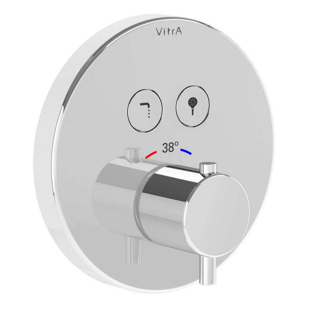 VitrA Aquacontrol Chrome Round Thermostatic Concealed Dual Outlet Shower Valve