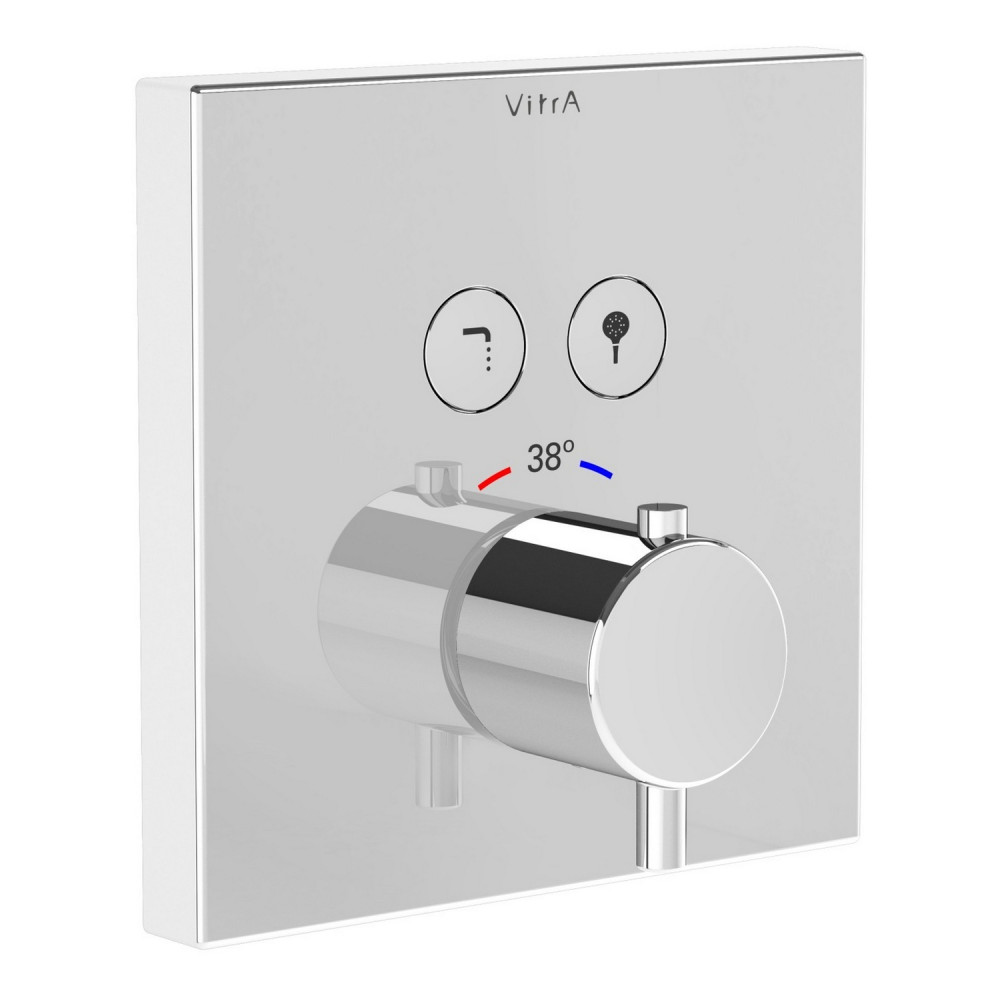 VitrA Aquacontrol Chrome Square Thermostatic Concealed Dual Outlet Shower Valve
