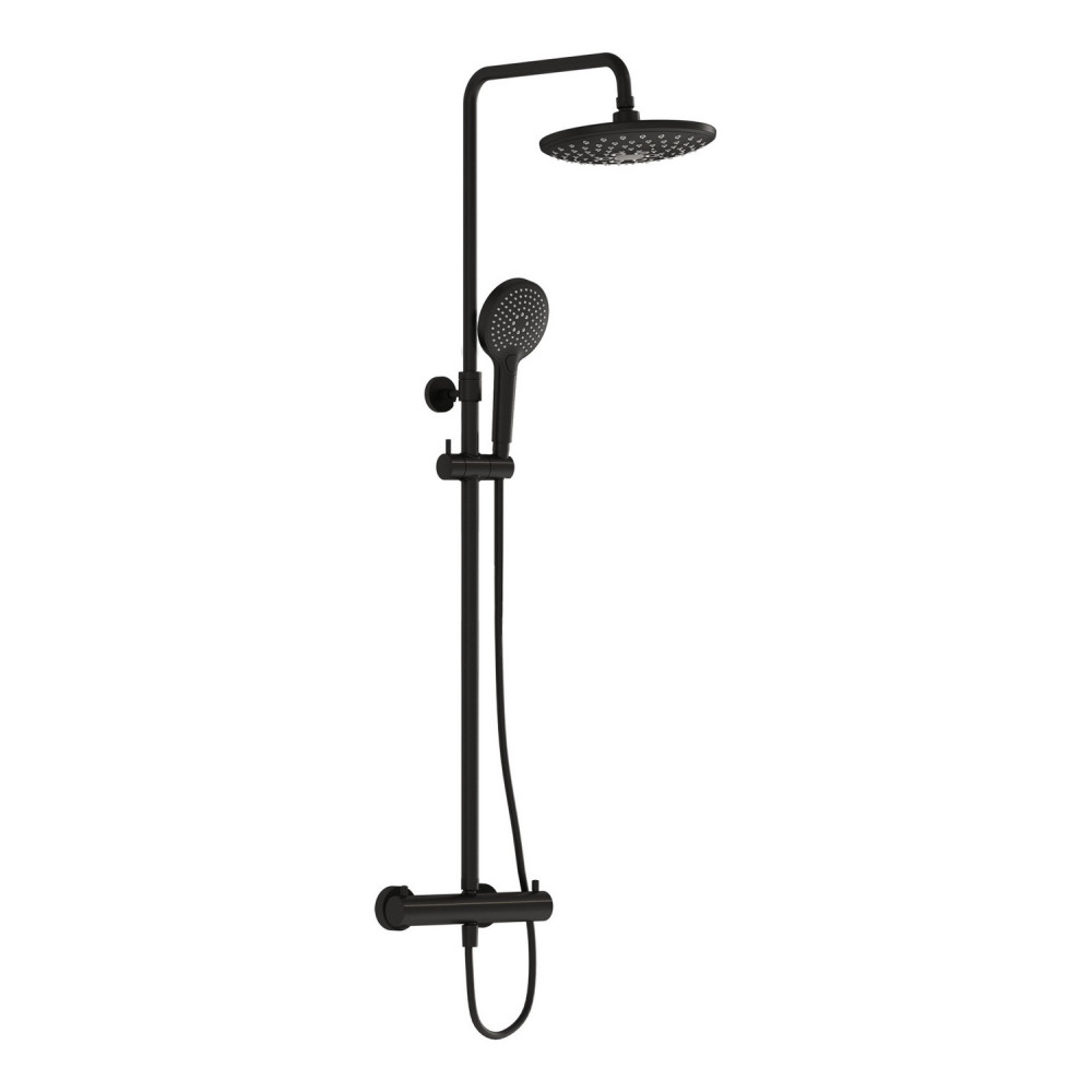 VitrA Aquaheat Bliss 240 Matt Black Thermostatic Bar Mixer Shower with Kit