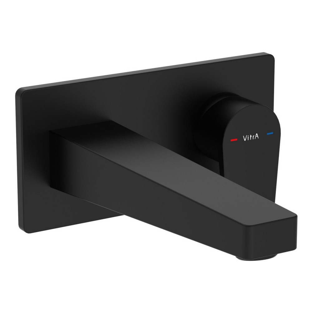 VitrA Flow Square Wall Mounted Matt Black Basin Mixer