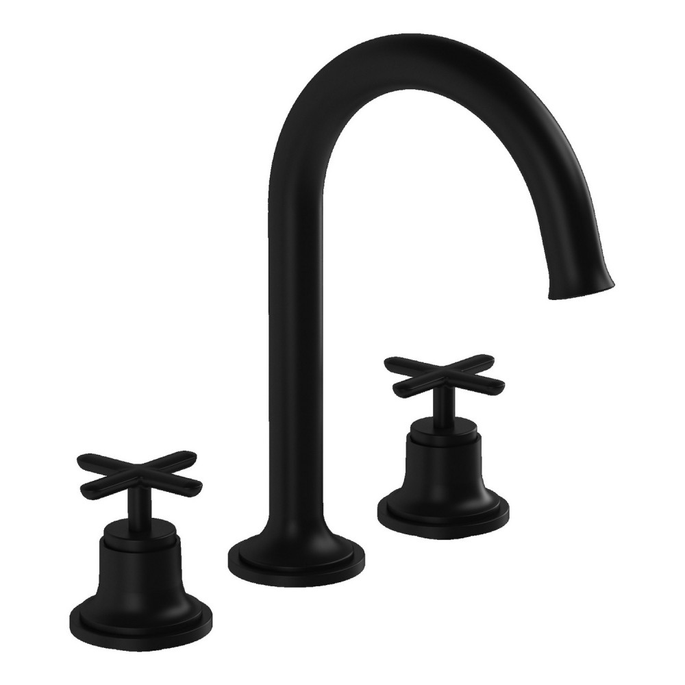 VitrA Origin Classic Deck Mounted 3TH Basin Mixer in Matt Black