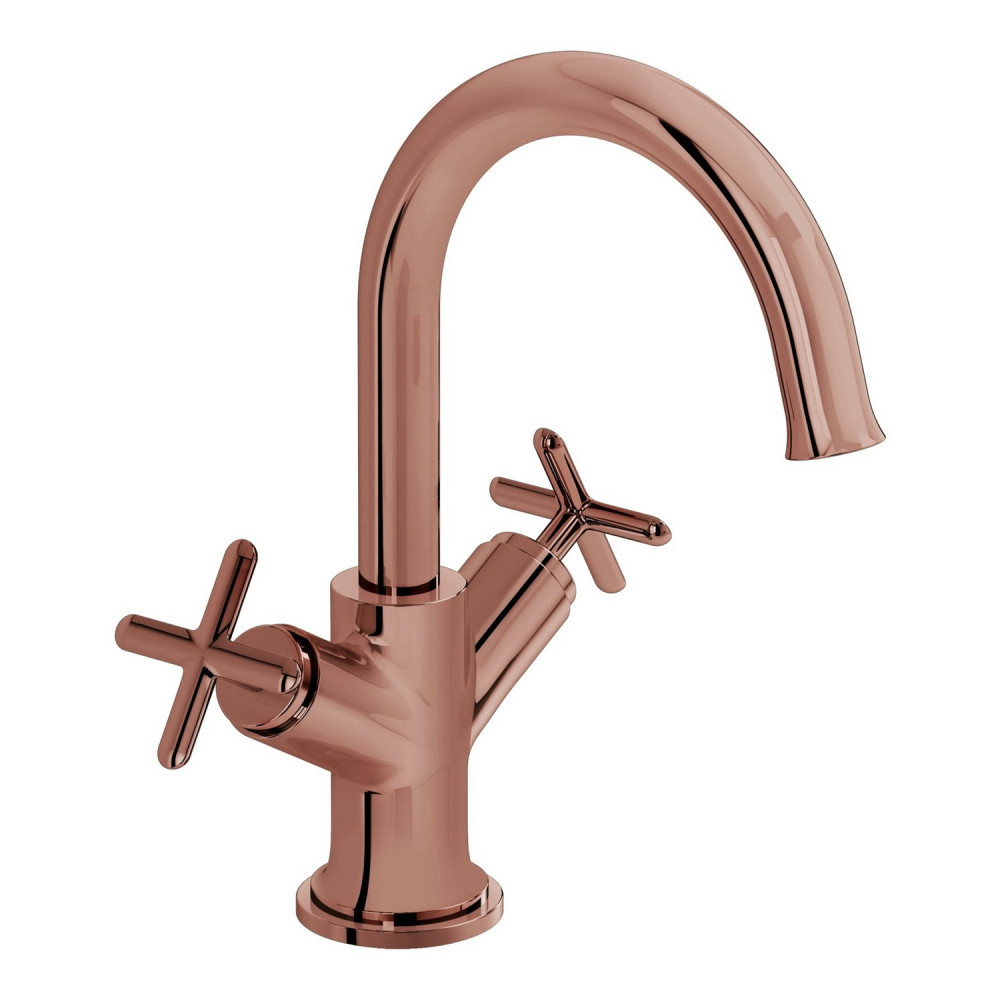 VitrA Origin Classic Soft Copper Basin Mixer with Cross Handles