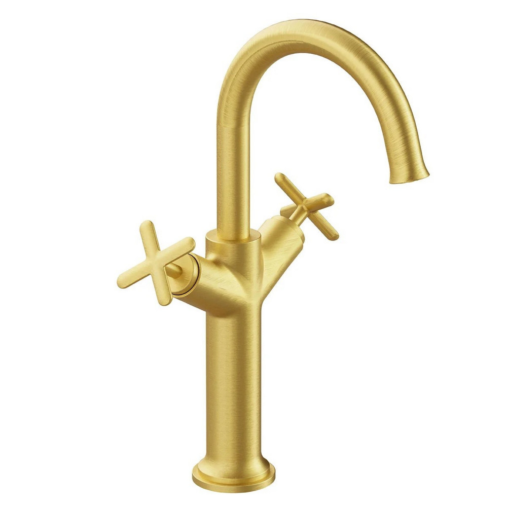 VitrA Origin Classic Tall Basin Mixer in Brushed Gold