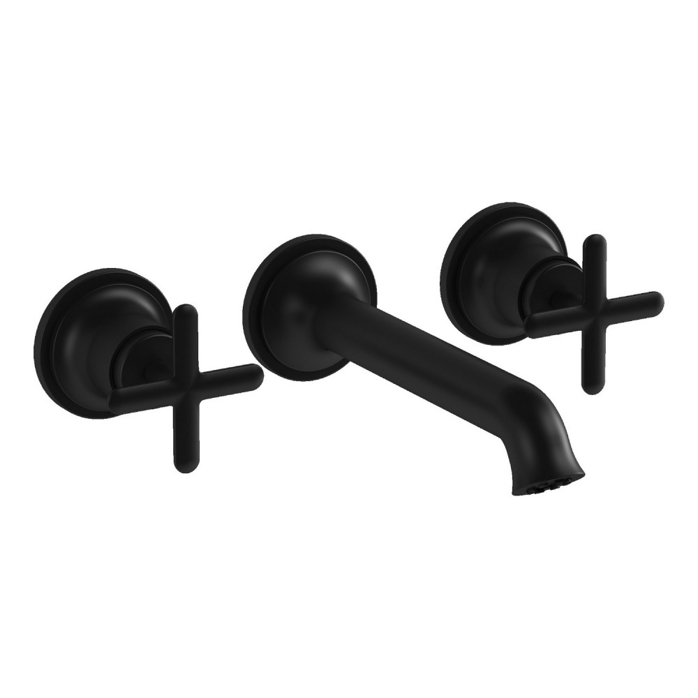 VitrA Origin Classic Wall Mounted 3TH Basin Mixer in Matt Black