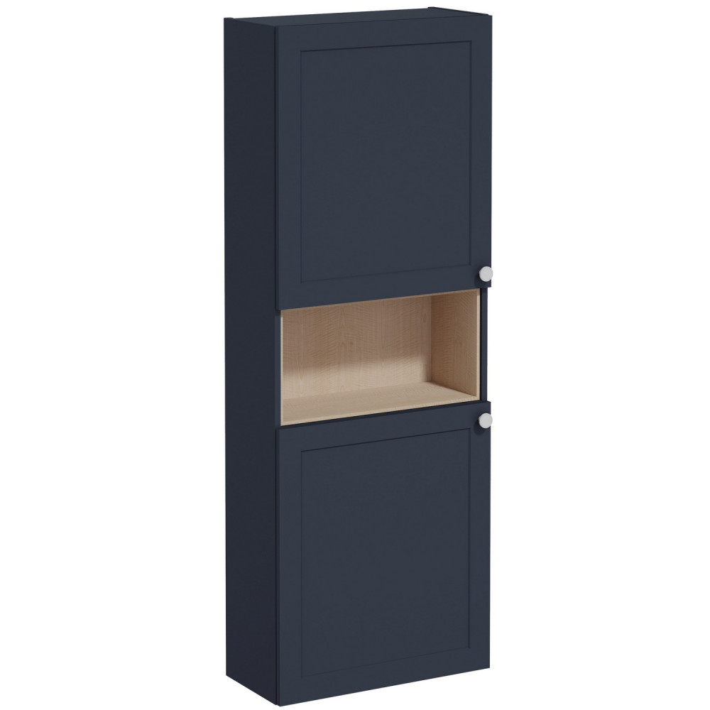 VitrA Root Classic Matt Dark Blue Wall Hung Storage Unit and Laundry Basket
