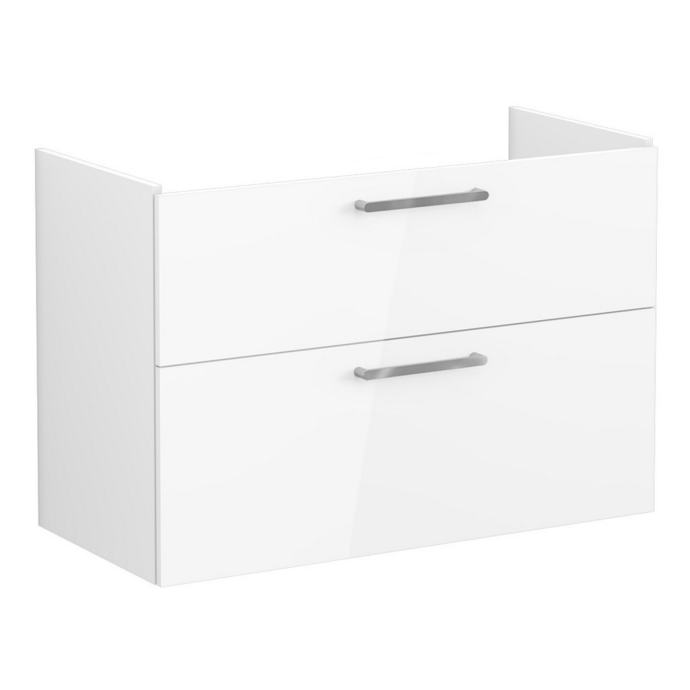 VitrA Root Flat 1000mm Gloss White Wall Hung Two Drawer Vanity Unit and Basin