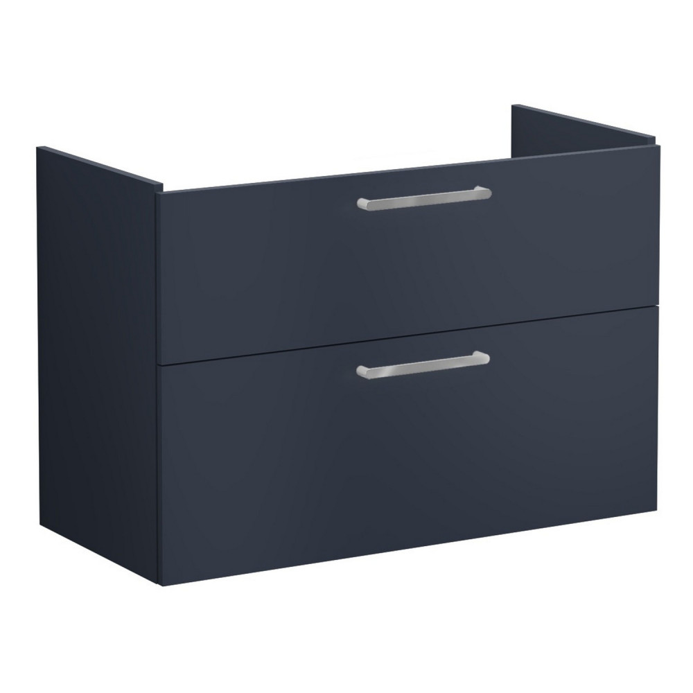 VitrA Root Flat 1000mm Matt Dark Blue Wall Hung Two Drawer Vanity Unit and Basin