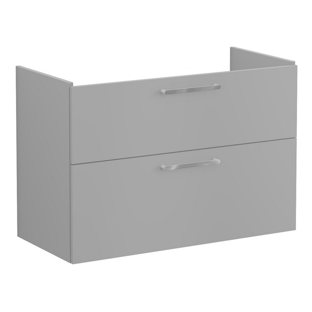 VitrA Root Flat 1000mm Matt Rock Grey Wall Hung Two Drawer Vanity Unit and Basin