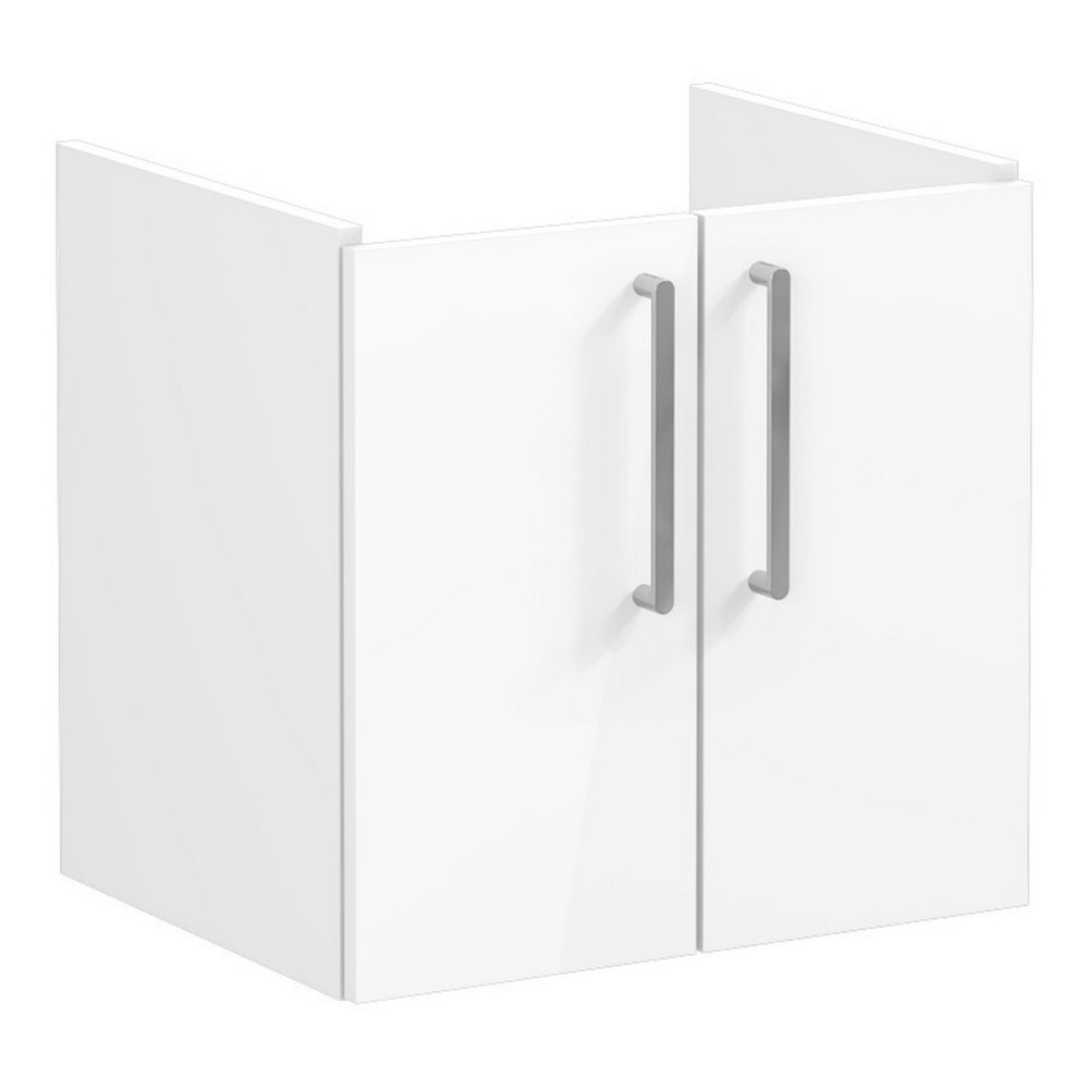 VitrA Root Flat 600mm Gloss White Wall Hung Two Door Vanity Unit and Basin