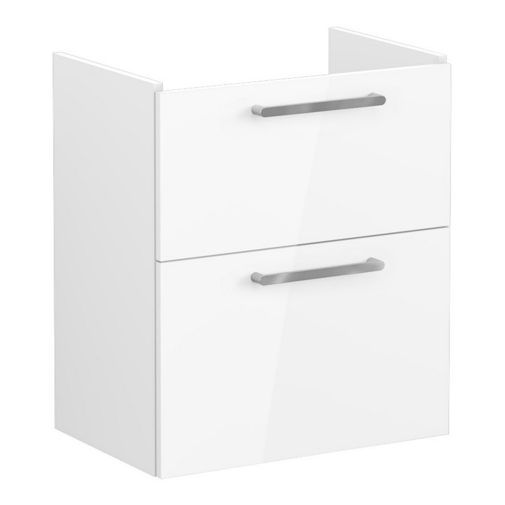 VitrA Root Flat 600mm Gloss White Wall Hung Two Drawer Slim Vanity Unit and Basin