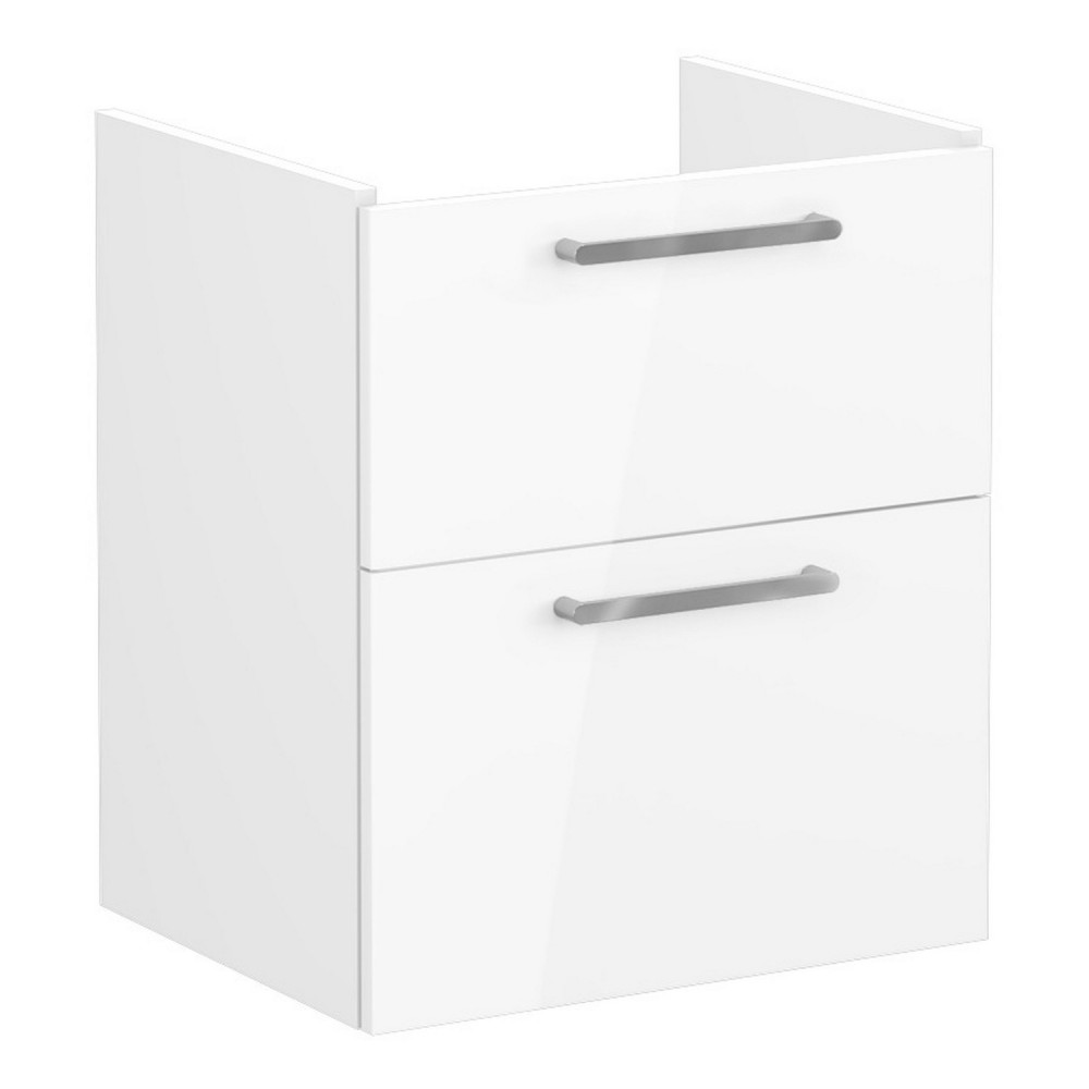 VitrA Root Flat 600mm Gloss White Wall Hung Two Drawer Vanity Unit and Basin