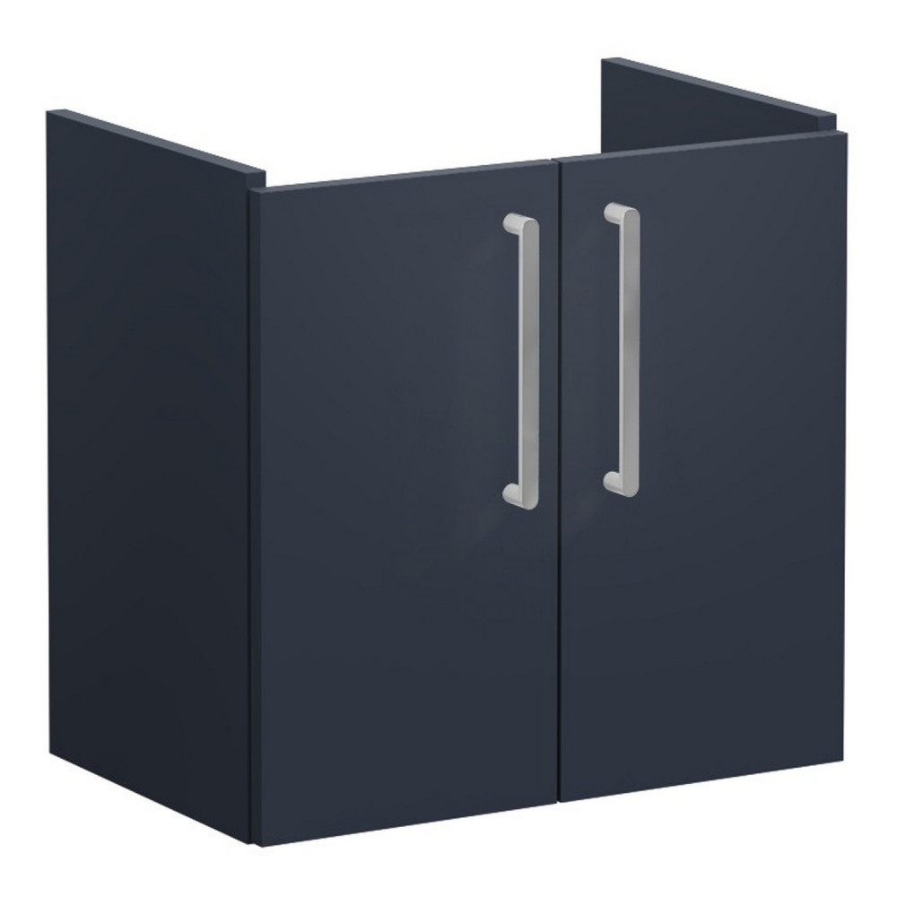 VitrA Root Flat 600mm Matt Dark Blue Wall Hung Two Door Slim Vanity Unit and Basin