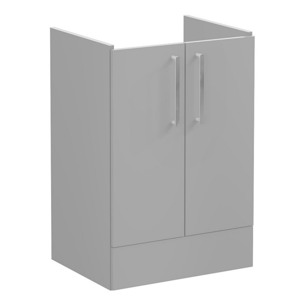 VitrA Root Flat 600mm Matt Rock Grey Freestanding Two Door Vanity Unit and Basin