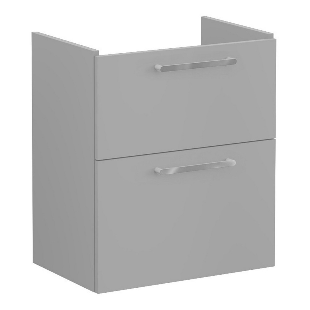 VitrA Root Flat 600mm Matt Rock Grey Wall Hung Two Drawer Slim Vanity Unit and Basin