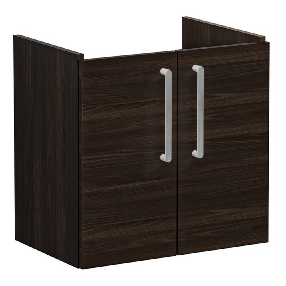 VitrA Root Flat 600mm Walnut Wall Hung Two Door Slim Vanity Unit and Basin