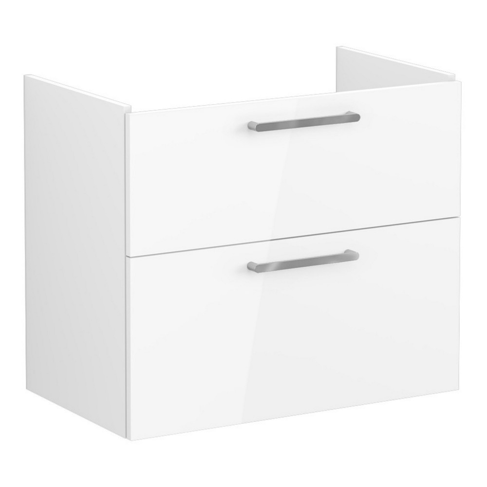 VitrA Root Flat 800mm Gloss White Wall Hung Two Drawer Vanity Unit and Basin