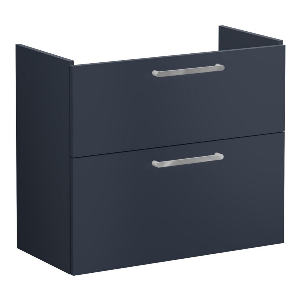 VitrA Root Flat 800mm Matt Dark Blue Wall Hung Two Drawer Slim Vanity Unit and Basin
