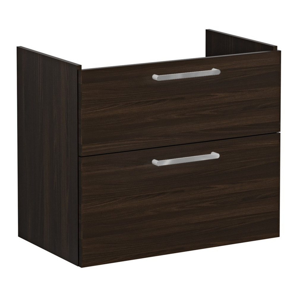 VitrA Root Flat 800mm Walnut Wall Hung Two Drawer Vanity Unit and Basin