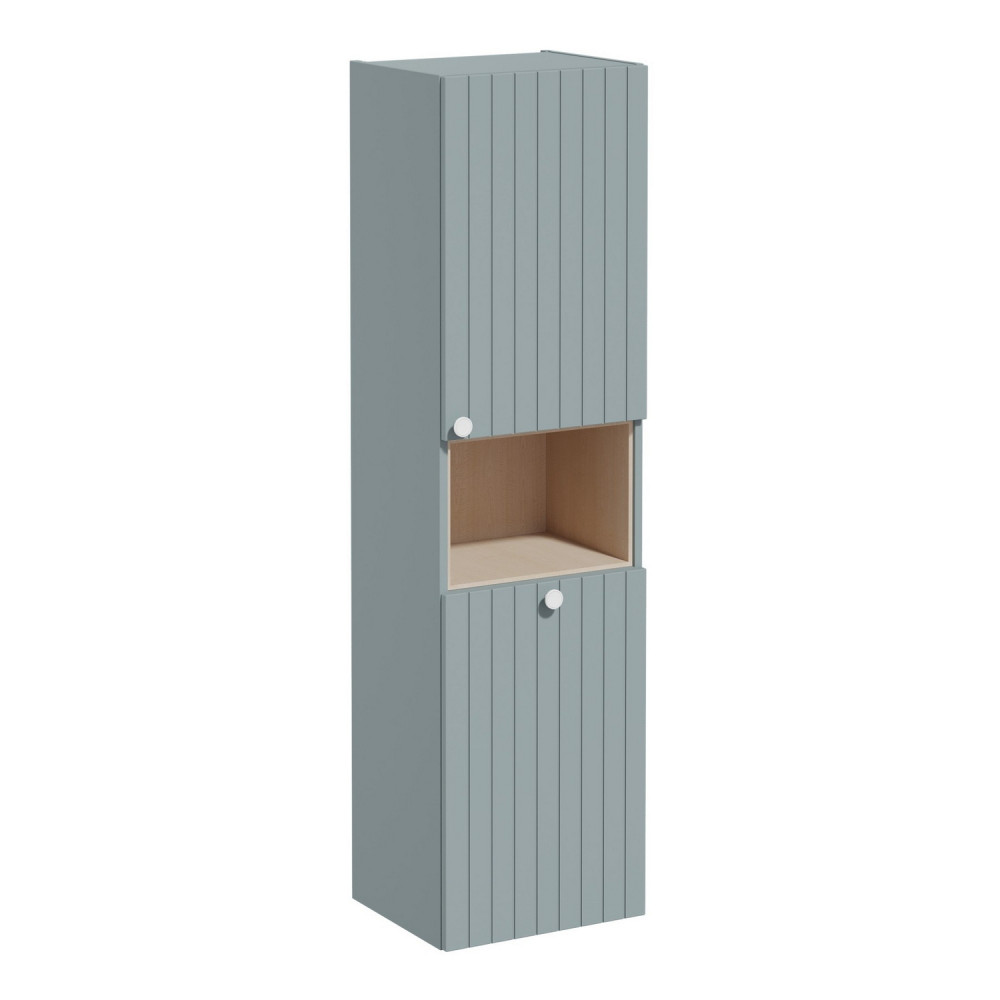 VitrA Root Groove 420mm Matt Fjord Green Wall Hung Storage Unit and Laundry Basket