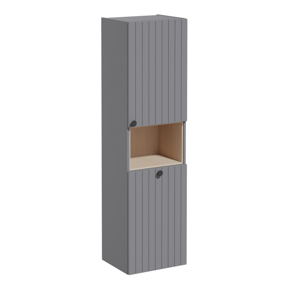 VitrA Root Groove 420mm Matt Grey Wall Hung Storage Unit and Laundry Basket